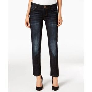 Kut from the Kloth Catherine boyfriend jeans dark blue wash 12 roll up hem
